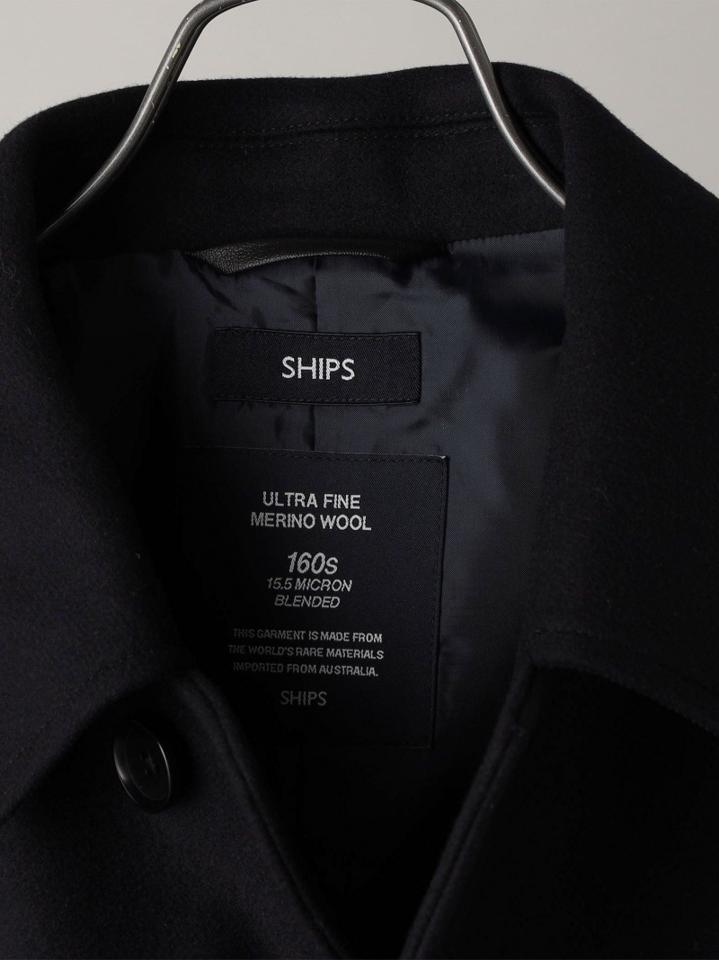 SHIPS: スーパー160'S メリノウール メルトン シングル ピーコート 21FW