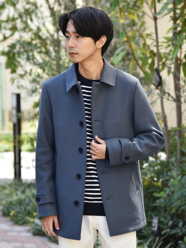 SHIPS: スーパー160'S メリノウール メルトン シングル ピーコート 21FW