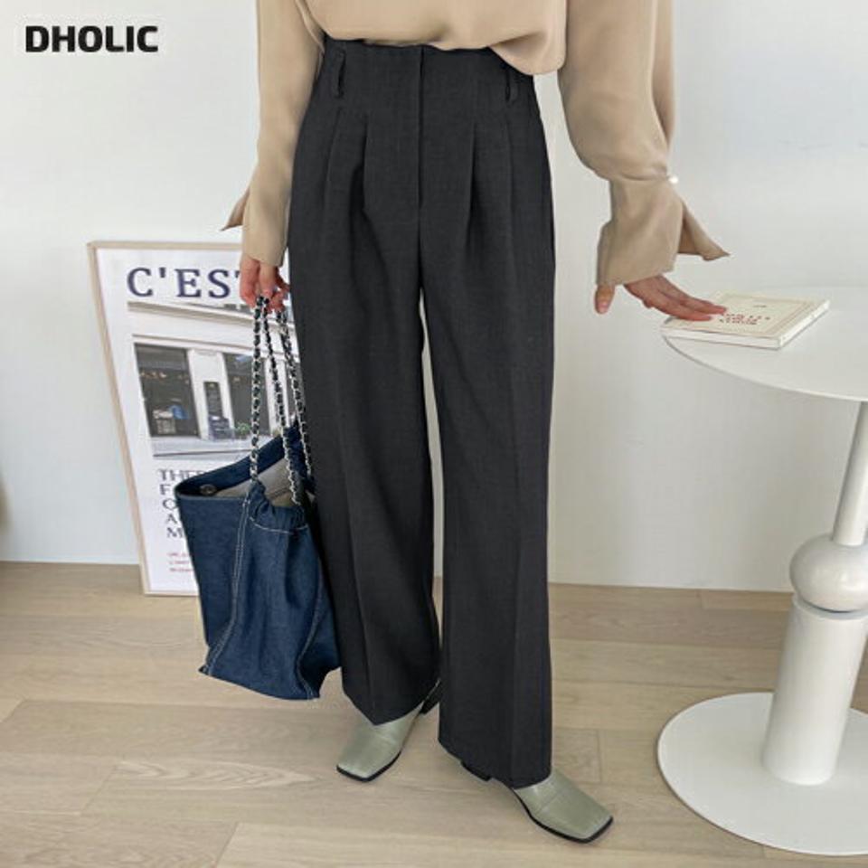 ハイウエストツータックスラックスパンツ・全3色・t70881 レディース 【pt】スラックス パンツ ズボン ロングパンツ 長ズボン タック ハイウエスト 単色 無地 シンプル ベーシック 大人 オフィスカジュアル ワイド 秋 冬 韓国ファッション ハイホリHIHOLLI