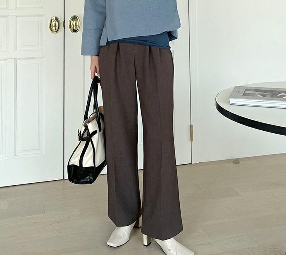 ハイウエストツータックスラックスパンツ・全3色・t70881 レディース 【pt】スラックス パンツ ズボン ロングパンツ 長ズボン タック ハイウエスト 単色 無地 シンプル ベーシック 大人 オフィスカジュアル ワイド 秋 冬 韓国ファッション ハイホリHIHOLLI