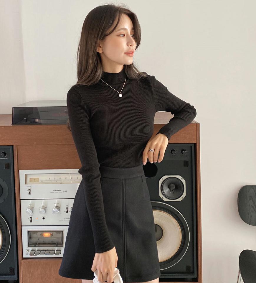 2TYPEハーフネックリブニット・全6色・b65721 レディース 【tops】韓国ファッション トップス ニット 大人 長袖 ハーフネック リブ カラーニット 無地 ストライプ シンプル カジュアル スリム クリスマス 緑 グリーン フェミニン 上品 秋 冬241