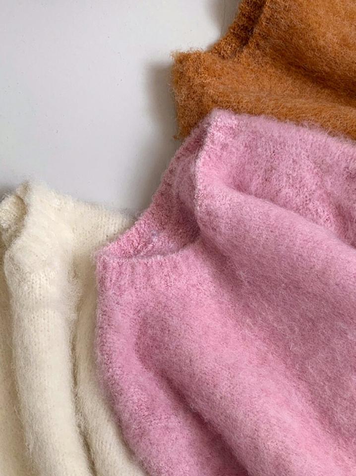 【10%OFF】ウール混ソフトニット・全3色・b65733 レディース 【tops】韓国ファッション トップス ニット 年上 大人 長袖 ラウンドネック ウール混 ソフトニット カラーニット 無地 ベーシック シンプル パステル ふわふわ フェミニン もこもこ 上品 秋 冬 旬セール