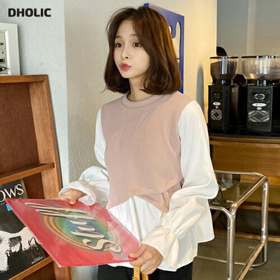 クロス配色ニット・全3色・t63070 レディース 【tops】韓国ファッション トップス ニット ニット 長袖 大人 ラウンドネック クロス 配色 レイヤード シンプル カジュアル スリム 体型カバー 細身 フェミニン 上品 デイリー 秋 冬