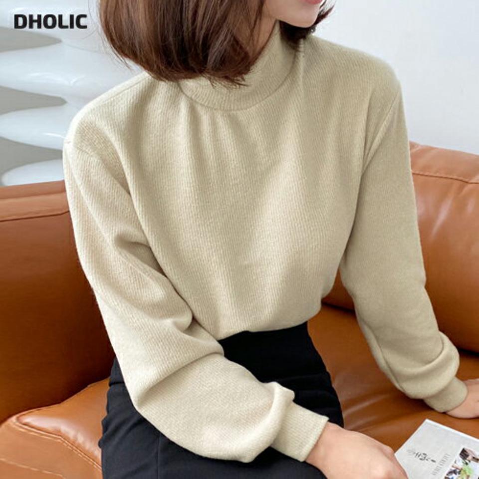 リブハーフネックTシャツ・全6色・t63102 レディース 【tops】韓国ファッション トップス Tシャツ 大人 長袖 ハーフネック リブ 無地 ベーシック シンプル カジュアル ルーズ 体型カバー 細身 フェミニン デイリー 上品 秋 冬