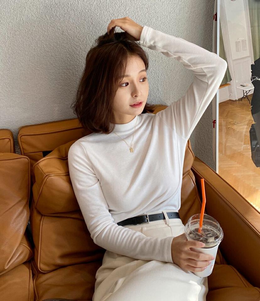 【今だけこの価格】裏起毛2TYPEネックTシャツ・全10色・t63066 レディース 【tops】韓国ファッション トップス Tシャツ 大人 長袖 タートルネック ハーフネック 裏起毛 無地 ベーシック シンプル カジュアル ルーズ 体型カバー フェミニン デイリー 上品 秋 冬249 セール
