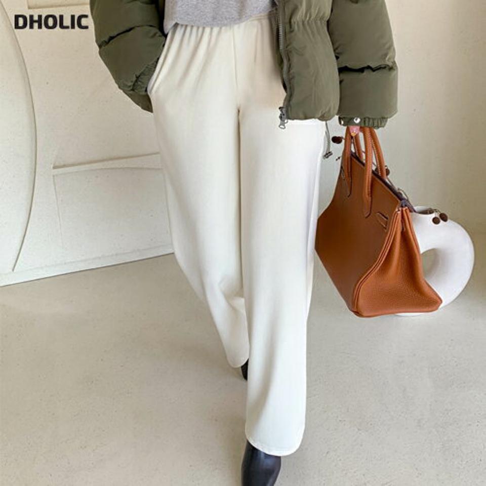 即日配送 裏起毛ストレートリブパンツ・全3色・t00265 レディース 【pt】パンツ ズボン ロングパンツ 長ズボン ストレートパンツ リブ 裏起毛 単色 無地 シンプル 大人 カジュアル ウエストゴム 冬 韓国ファッション ハイホリHIHOLLI