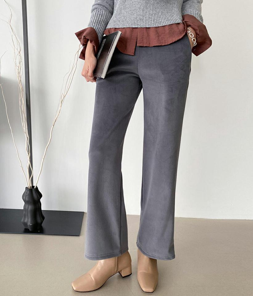 即日配送 裏起毛ストレートリブパンツ・全3色・t00265 レディース 【pt】パンツ ズボン ロングパンツ 長ズボン ストレートパンツ リブ 裏起毛 単色 無地 シンプル 大人 カジュアル ウエストゴム 冬 韓国ファッション ハイホリHIHOLLI