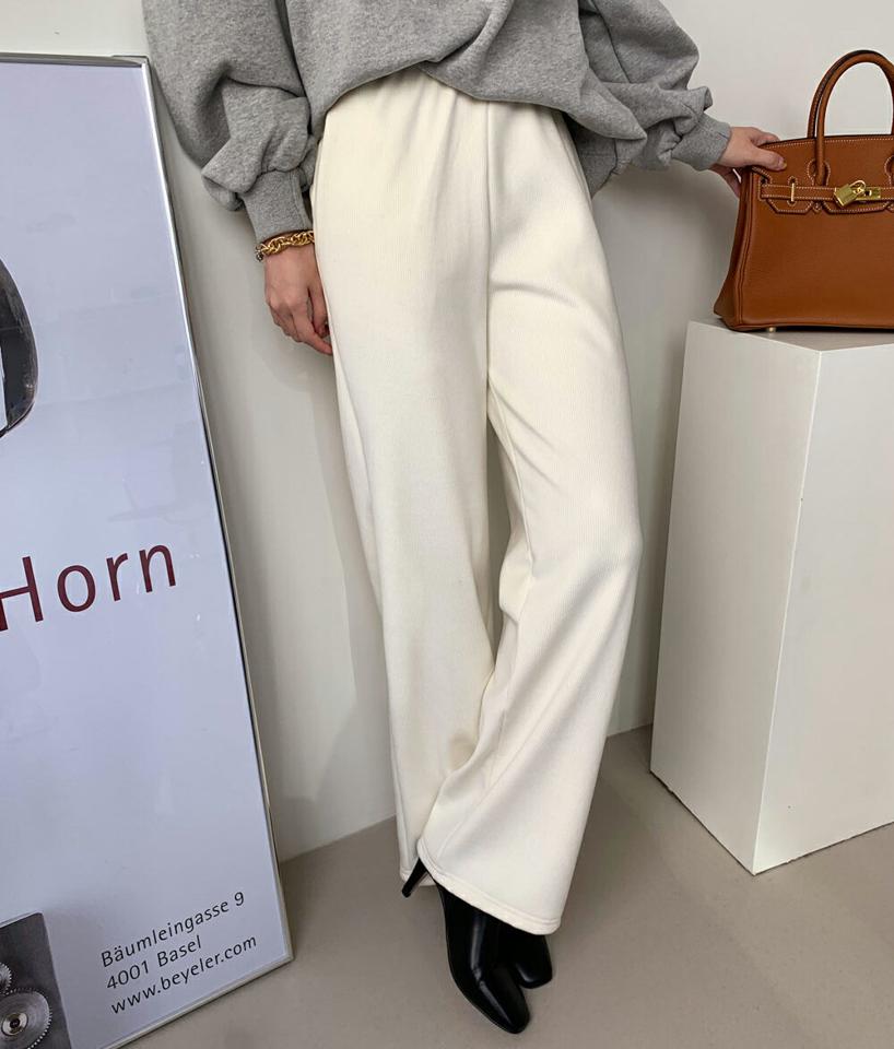 即日配送 裏起毛ストレートリブパンツ・全3色・t00265 レディース 【pt】パンツ ズボン ロングパンツ 長ズボン ストレートパンツ リブ 裏起毛 単色 無地 シンプル 大人 カジュアル ウエストゴム 冬 韓国ファッション ハイホリHIHOLLI