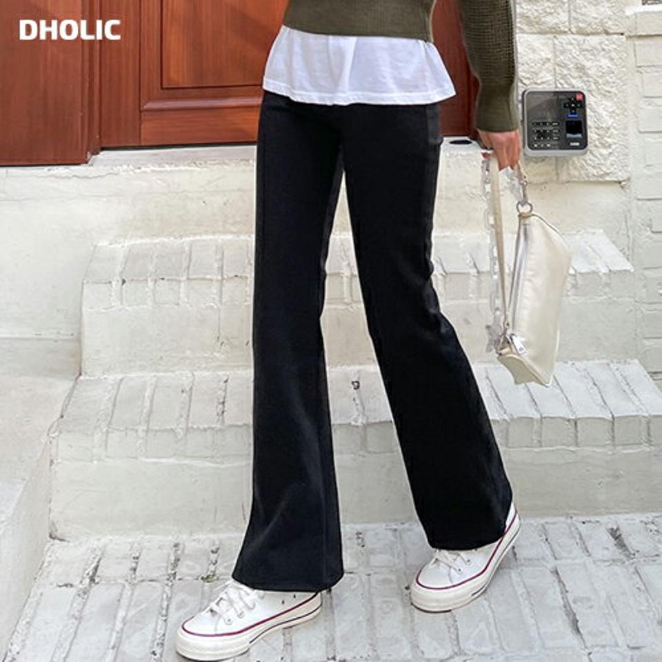 裏起毛ウエストゴムフレアパンツ・全4色・t58449 レディース 【pt】韓国ファッション ボトムス ロング ロングパンツ 裏起毛 フレアパンツ ロング丈 ゴム 無地 シンプル ブーツカット 体型カバー 足長 美脚 カジュアル 秋 冬