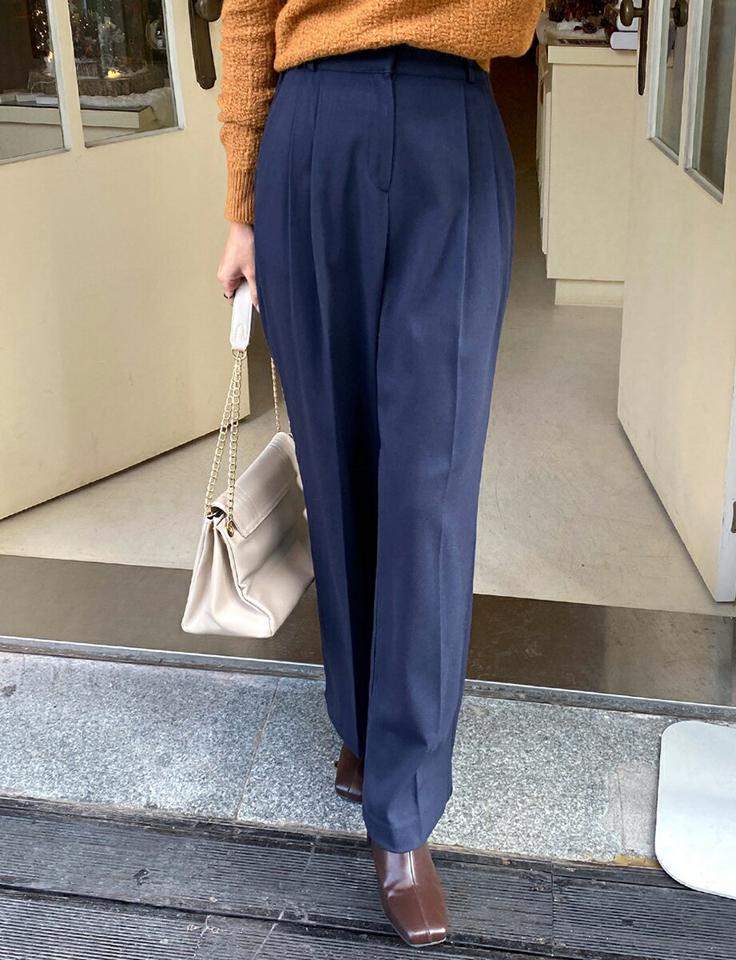 タックワイドスラックス・全2色・t58451 レディース 【pt】韓国ファッション ボトムス ロング ロングパンツ スラックスパンツ スラックス ツータック カラーパンツ ワイド ロング丈 ストレート 無地 シンプル 足長 美脚 秋 冬