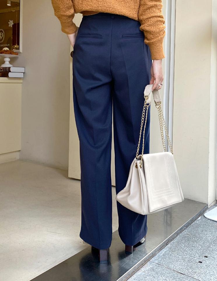 タックワイドスラックス・全2色・t58451 レディース 【pt】韓国ファッション ボトムス ロング ロングパンツ スラックスパンツ スラックス ツータック カラーパンツ ワイド ロング丈 ストレート 無地 シンプル 足長 美脚 秋 冬