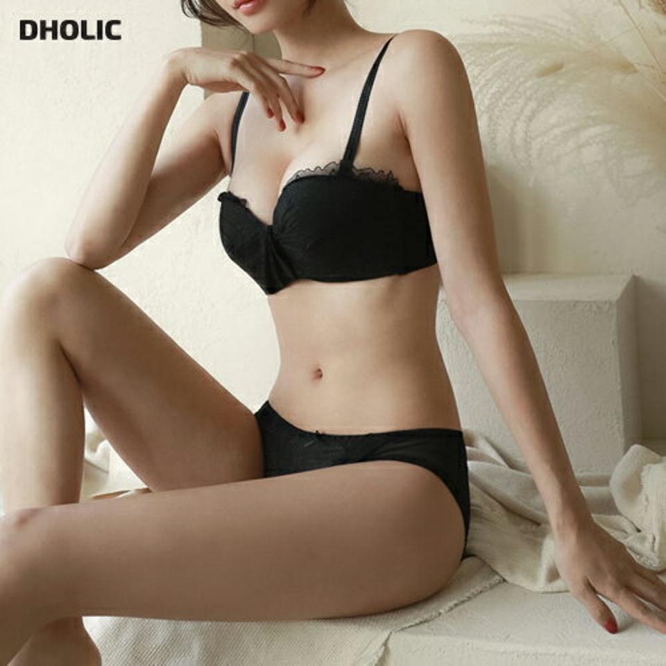 2WAYレースツイストブラ&ショーツSET・全3色・e44854 レディース 【uw】韓国ファッション アンダーウェア ランジェリー 下着 セット ブラジャー ブラ ショーツ パンツ レース ツイスト フリル リボン 大人 ノンワイヤー シンプル 秋 冬