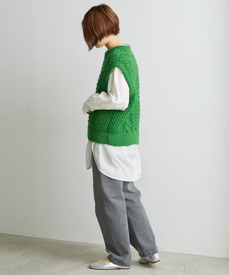 ○ケーブル×透かし編みハンドニットベスト（cardo fabrica）