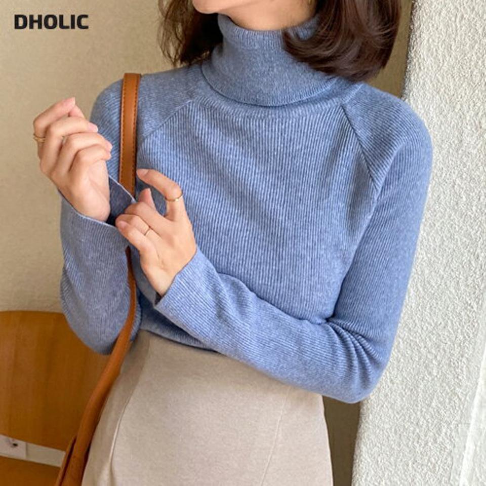 リブタートルネックニット・全5色・t66173 レディース 【tops】韓国ファッション トップス ニット 大人 長袖 タートルネック リブ カラーニット ラグラン ウール混 カジュアル 無地 シンプル ベーシック 体型カバー スリム フェミニン 秋 冬