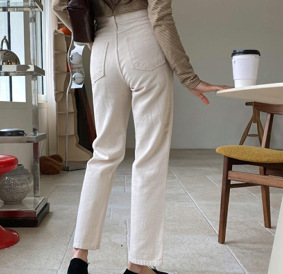 裏起毛アイボリーパンツ・全1色・t01321 レディース 【pt】韓国ファッション ボトムス パンツ ロング ロングパンツ 裏起毛 コットン ストレート 無地 シンプル ベーシック 美脚 ポケット 細身 足長 カジュアル 秋 冬 NIJU