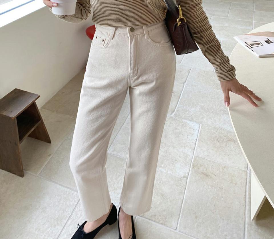 裏起毛アイボリーパンツ・全1色・t01321 レディース 【pt】韓国ファッション ボトムス パンツ ロング ロングパンツ 裏起毛 コットン ストレート 無地 シンプル ベーシック 美脚 ポケット 細身 足長 カジュアル 秋 冬 NIJU