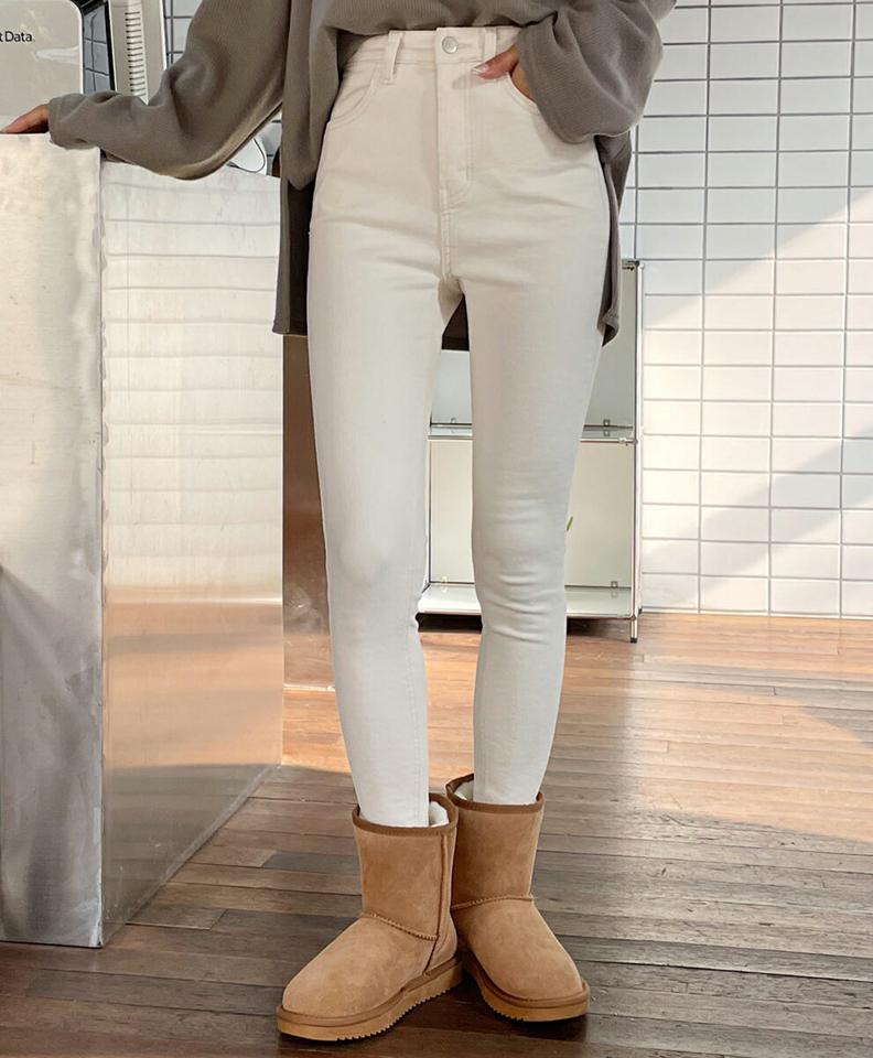 裏起毛スキニーパンツ・全2色・t65457 レディース 【pt】韓国ファッション ボトムス ロング ロングパンツ 裏起毛 スキニー ロング丈 無地 ベーシック シンプル スリム 体型カバー 足長 美脚 カジュアル デイリー 秋 冬