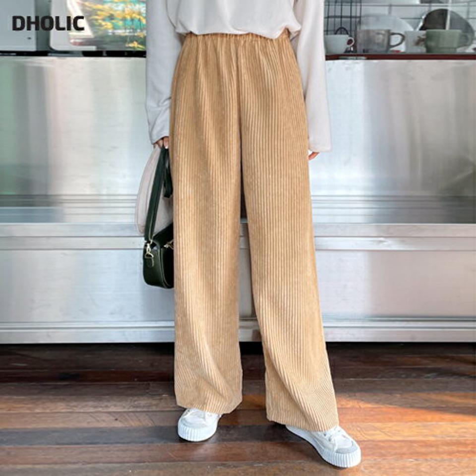 ウエストゴムコーデュロイパンツ・全3色・b65455 レディース 【pt】韓国ファッション ボトムス ロング ロングパンツ コーデュロイ ウエストゴム ロング丈 シンプル ワイド ストレート 体型カバー 足長 美脚 カジュアル デイリー 秋 冬