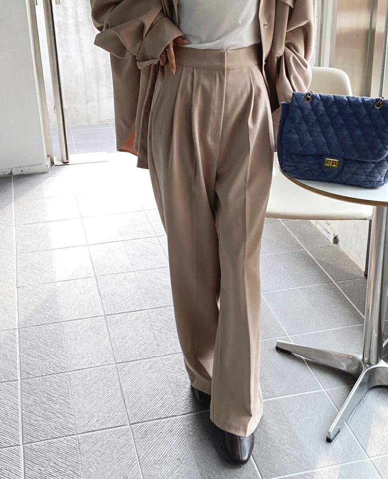 ハイウエストストレートスラックス・全3色・t65448 レディース 【pt】韓国ファッション ボトムス ロング ロングパンツ スラックスパンツ スラックス カラーパンツ ストレート ロング丈 ツータック ストレート 無地 シンプル 体型カバー 足長 美脚 秋 冬