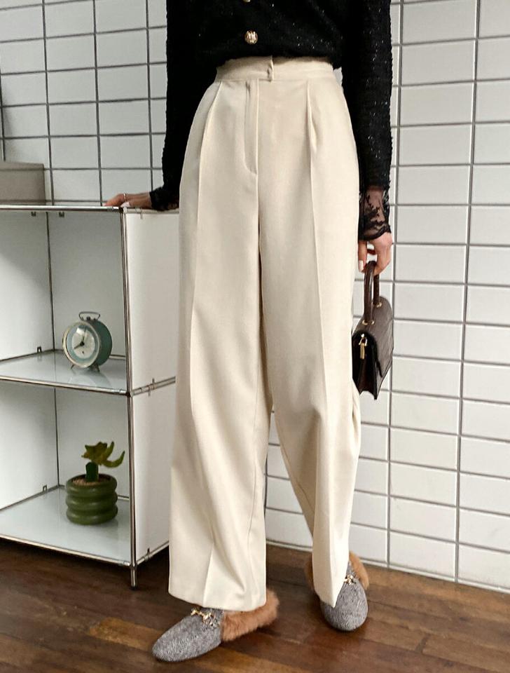 起毛ワイドストレートスラックス・全3色・t65456 レディース 【pt】韓国ファッション ボトムス ロング ロングパンツ スラックスパンツ スラックス 起毛 ワイド ストレート ロング丈 ハイウエスト ストレート 無地 シンプル 体型カバー 足長 美脚 秋 冬