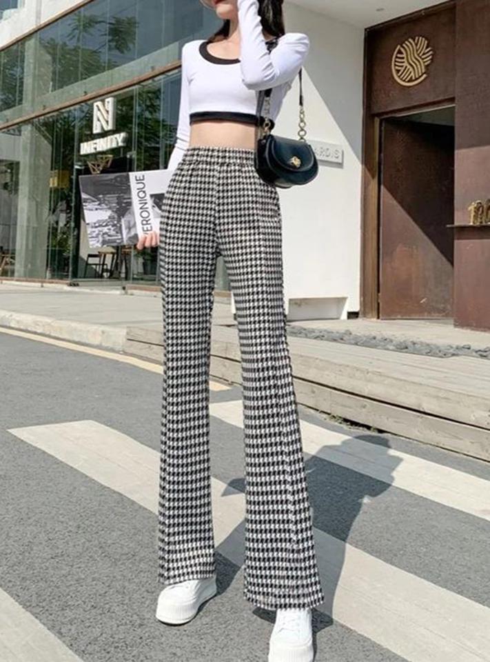 千鳥柄フレアパンツ