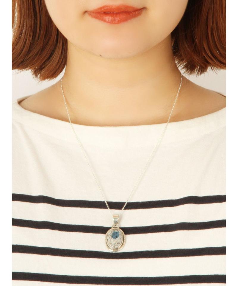 【フランス1点ものペンダント】K2ジャスパー楕円二重ネックレス