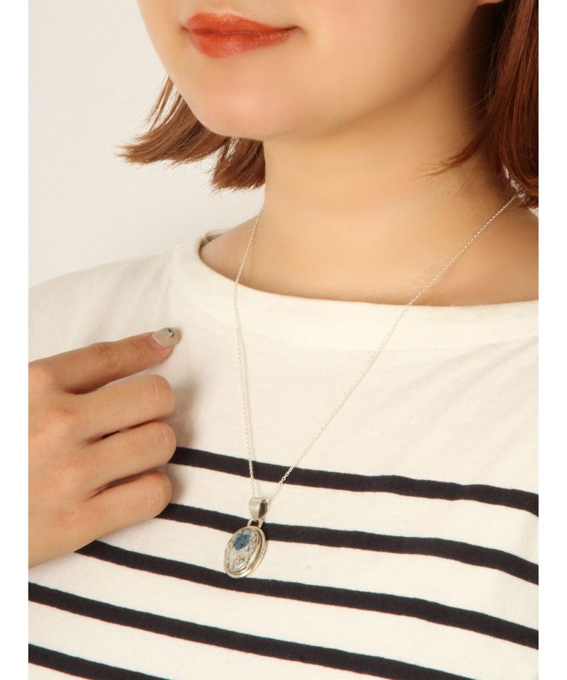 【フランス1点ものペンダント】K2ジャスパー楕円二重ネックレス