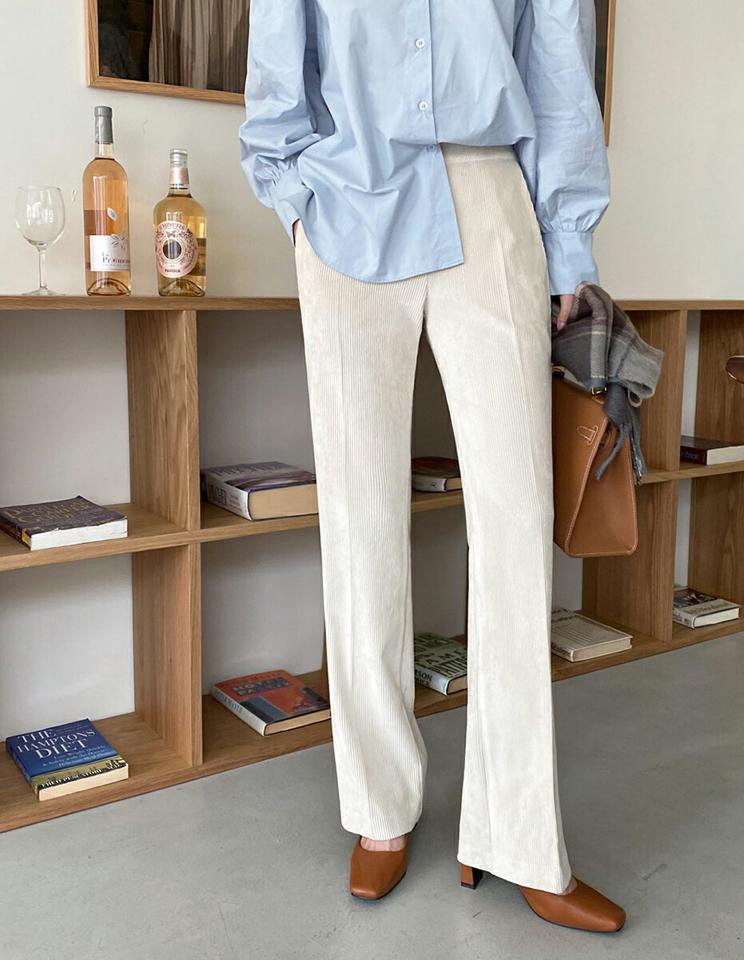 コーデュロイストレートスラックス・全3色・b00598 レディース 【pt】スラックス パンツ ズボン ロングパンツ 長ズボン コーデュロイ ストレーとパンツ 単色 無地 シンプル 大人 秋 冬 韓国ファッション ハイホリHIHOLLI