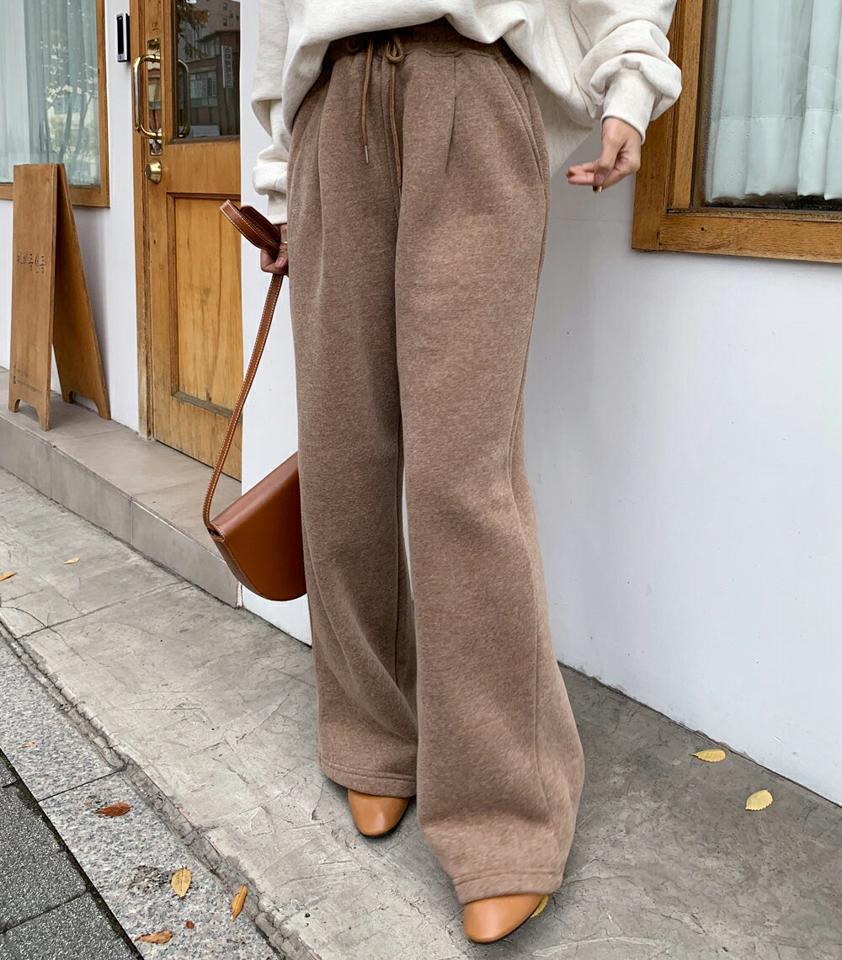 裏起毛スウェットパンツ・全7色・b58479 レディース 【pt】韓国ファッション ボトムス ロング ロングパンツ スウェットパンツ ハイウエスト ワイド ストレート 裏起毛 ロング丈 無地 シンプル 体型カバー 秋 冬