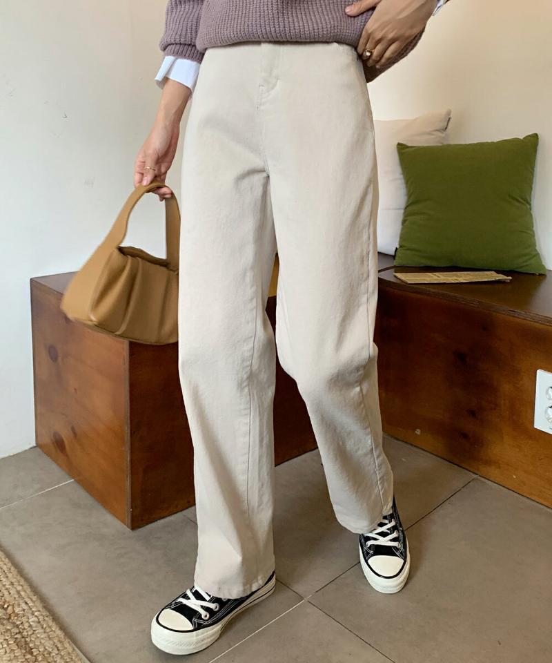 裏起毛ウエストバックゴムパンツ・全3色・t58481 レディース 【pt】韓国ファッション ボトムス ロング ロングパンツ 裏起毛 ウエストゴム ハイウエスト ロング丈 無地 シンプル ベーシック 体型カバー 脚長 秋 冬