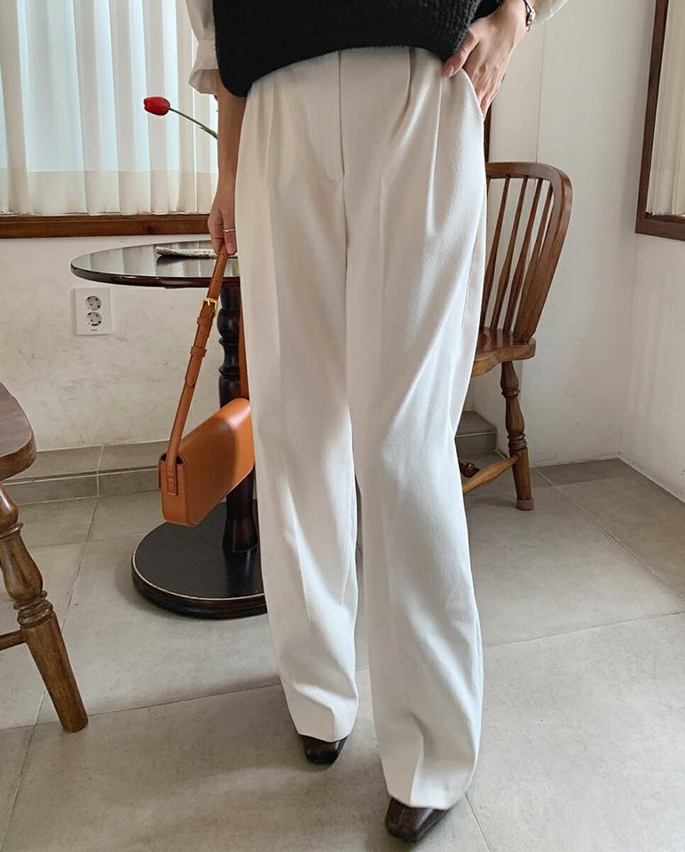 裏起毛ワイドタックスラックス・全3色・t58484 レディース 【pt】韓国ファッション ボトムス ロング ロングパンツ スラックスパンツ スラックス 裏起毛 ワイド タック ロング丈 ストレート 無地 シンプル ベーシック 体型カバー 足長 美脚 秋 冬