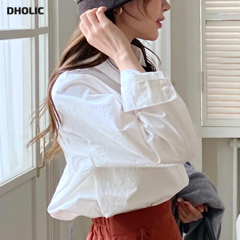 バックスリットボタンシャツ・全4色・t70889 レディース 【bl】トップス シャツ バックスリット 長袖 単色 無地 シンプル 大人 きれいめ 秋 冬 韓国ファッション ハイホリHIHOLLI