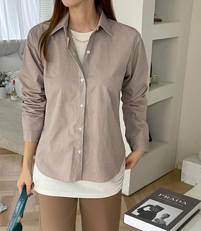 バックスリットボタンシャツ・全4色・t70889 レディース 【bl】トップス シャツ バックスリット 長袖 単色 無地 シンプル 大人 きれいめ 秋 冬 韓国ファッション ハイホリHIHOLLI