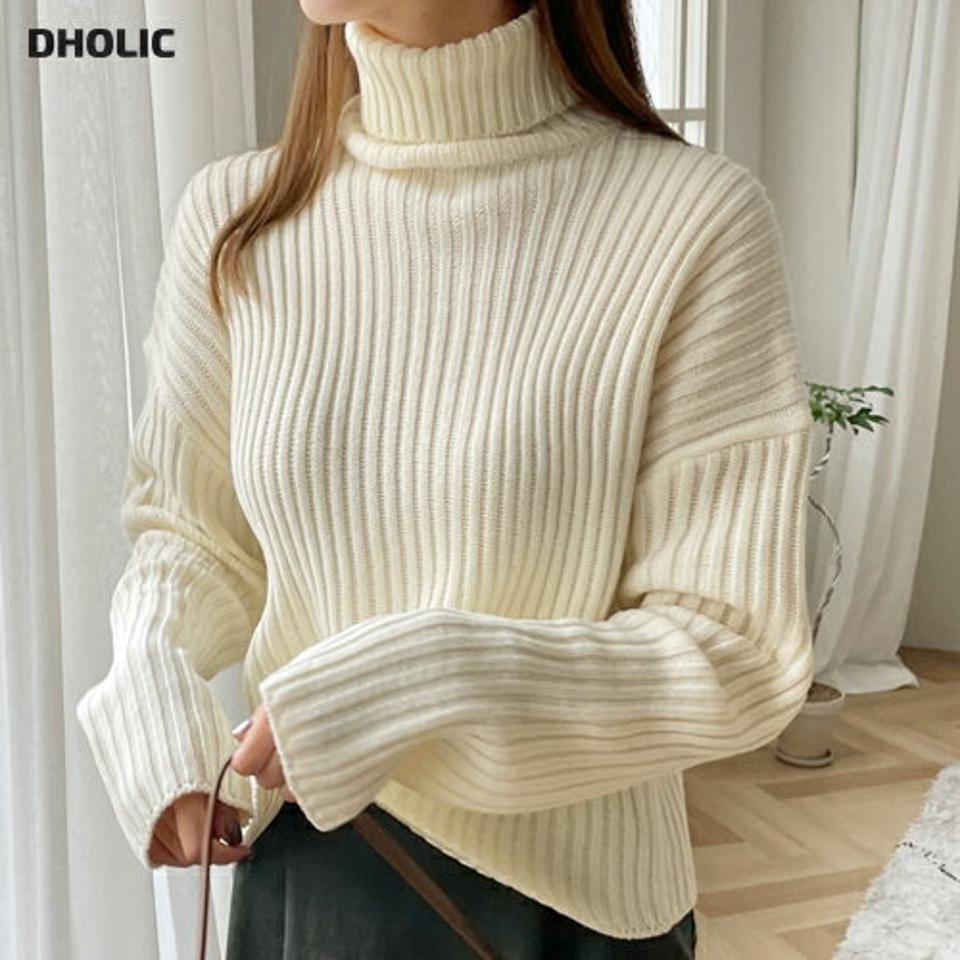 クロップドタートルニット・全5色・t70899 レディース 【tops】トップス ニット ニットトップス 長袖 タートルネック クロップド丈 単色 無地 シンプル ベーシック リブニット ラフ アクリルニット 秋 冬 韓国ファッション ハイホリHIHOLLI