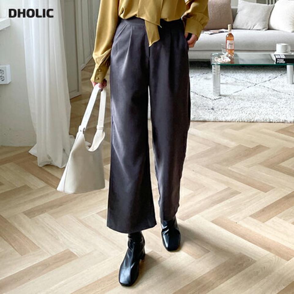 ウエストバックゴムワイドパンツ・全3色・t70910 レディース 【pt】パンツ ズボン ロングパンツ 長ズボン ワイドパンツ 単色 無地 シンプル ベーシック 大人 オフィスカジュアル ハイウエスト 秋 冬 韓国ファッション ハイホリHIHOLLI