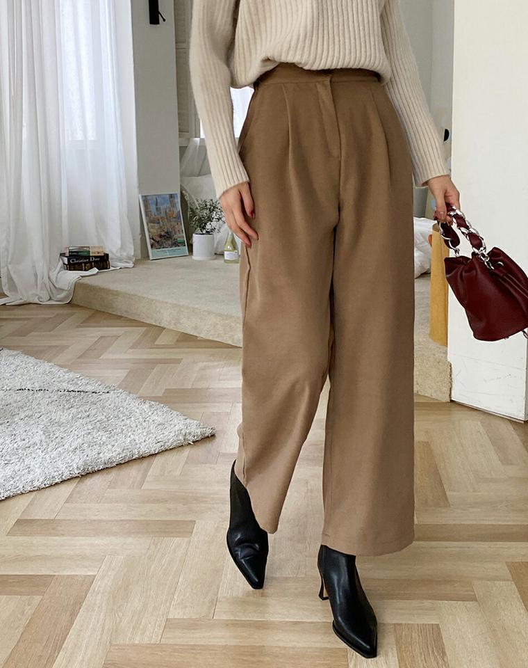 ウエストバックゴムワイドパンツ・全3色・t70910 レディース 【pt】パンツ ズボン ロングパンツ 長ズボン ワイドパンツ 単色 無地 シンプル ベーシック 大人 オフィスカジュアル ハイウエスト 秋 冬 韓国ファッション ハイホリHIHOLLI