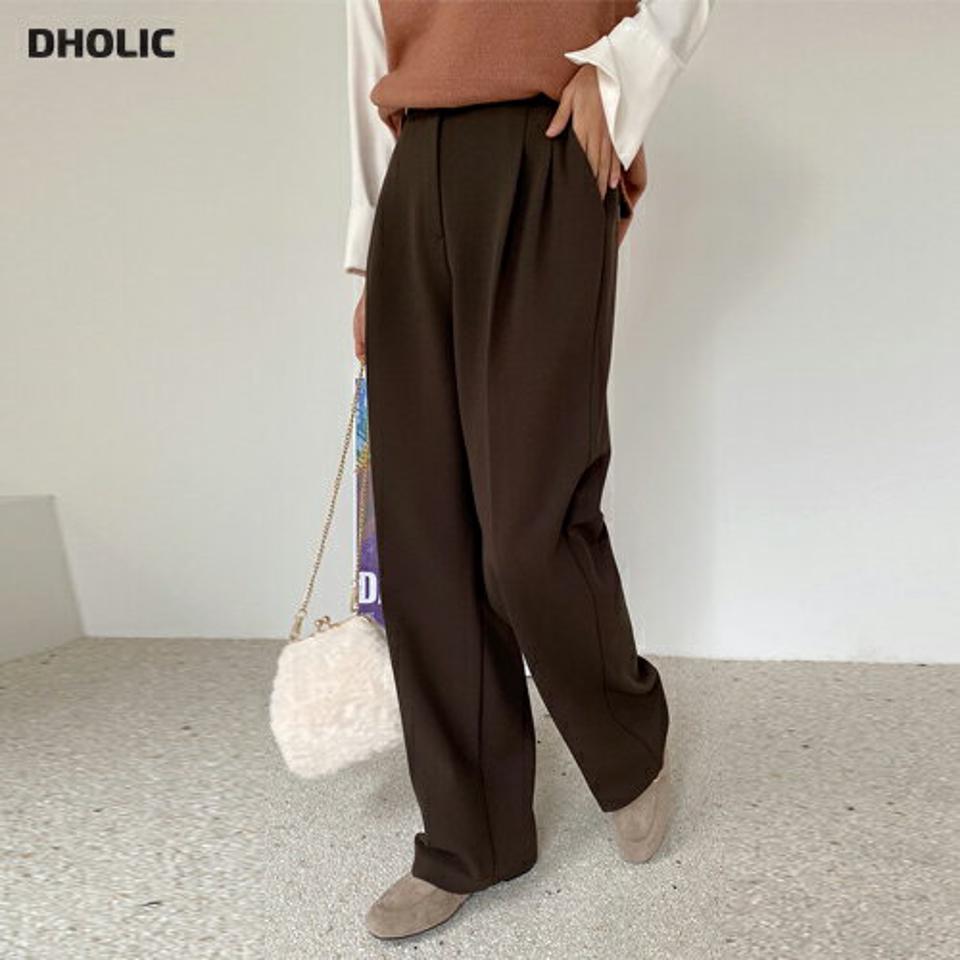 裏起毛ツータックワイドスラックス・全3色・t65777 レディース 【pt】韓国ファッション ボトムス ロング ロングパンツ スラックスパンツ スラックス 裏起毛 ツータック ワイド ストレート ロング丈 無地 シンプル ベーシック 体型カバー 秋 冬