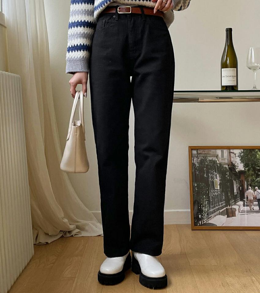 裏起毛コットンストレートパンツ・全2色・t63115 レディース 【pt】韓国ファッション ボトムス ロング ロングパンツ 裏起毛 コットン ストレート ロング丈 無地 シンプル ベーシック 体型カバー 足長 美脚 フェミニン カジュアル 秋 冬