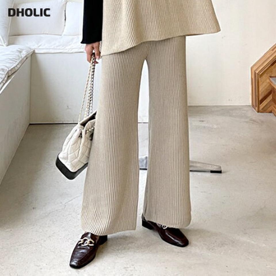 リブニットパンツ・全2色・b63145 レディース 【pt】韓国ファッション ボトムス ロング ロングパンツ リブ ニットパンツ ストレート ワイド ロング丈 無地 シンプル 足長 美脚 フェミニン 年上 大人 カジュアル 秋 冬