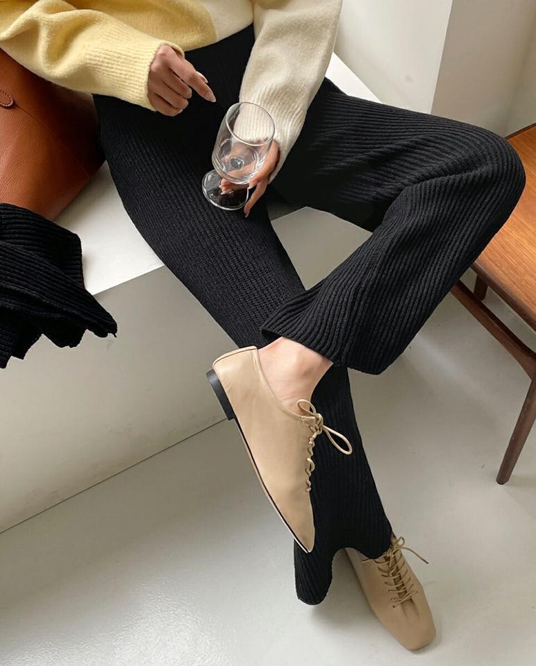 リブニットパンツ・全2色・b63145 レディース 【pt】韓国ファッション ボトムス ロング ロングパンツ リブ ニットパンツ ストレート ワイド ロング丈 無地 シンプル 足長 美脚 フェミニン 年上 大人 カジュアル 秋 冬