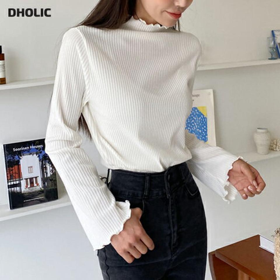 リブハーフネックウェーブニット・全5色・t63140 レディース 【tops】韓国ファッション トップス ニット 年上 大人 長袖 ハーフネック ウェーブ リブ 無地 ベーシック シンプル ルーズ フェミニン 秋 冬
