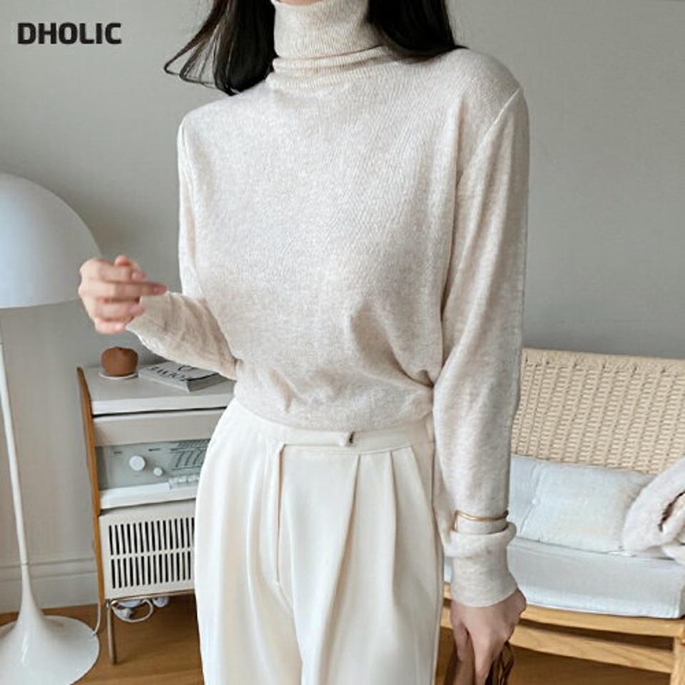 カシミヤ混タートルネックニット・全6色・t00303 レディース 【tops】トップス ニット 長袖 タートルネック 単色 無地 シンプル ベーシック 大人 きれいめ カシミヤ リブ ニットトップス メランジ 秋 冬 韓国ファッション ハイホリHIHOLLI