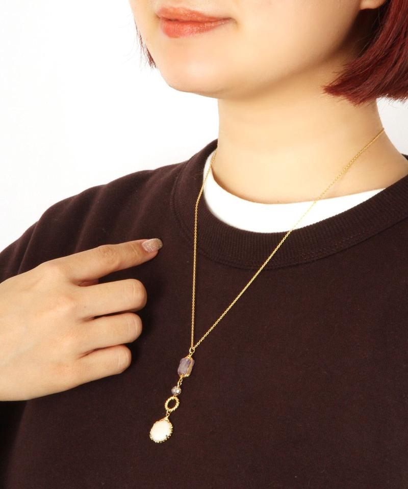 【ギフトBOX付】K14GF 淡水パール×アメジストネックレス