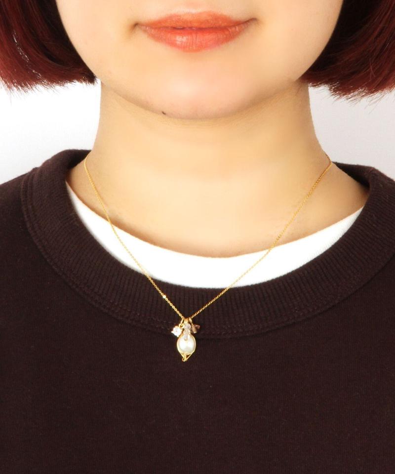 【ギフトBOX付】K14GF 淡水パール×天然石ミックスネックレス