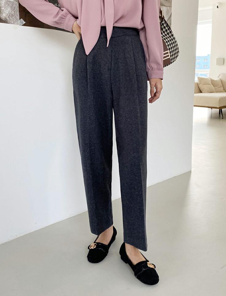 【10%OFF】ウール混スラックスパンツ・全3色・b65512 レディース 【pt】韓国ファッション ボトムス ロング ロングパンツ スラックスパンツ スラックス ウール混 スリム ストレート ロング丈 無地 シンプル ベーシック 体型カバー 秋 冬【パンツセール】