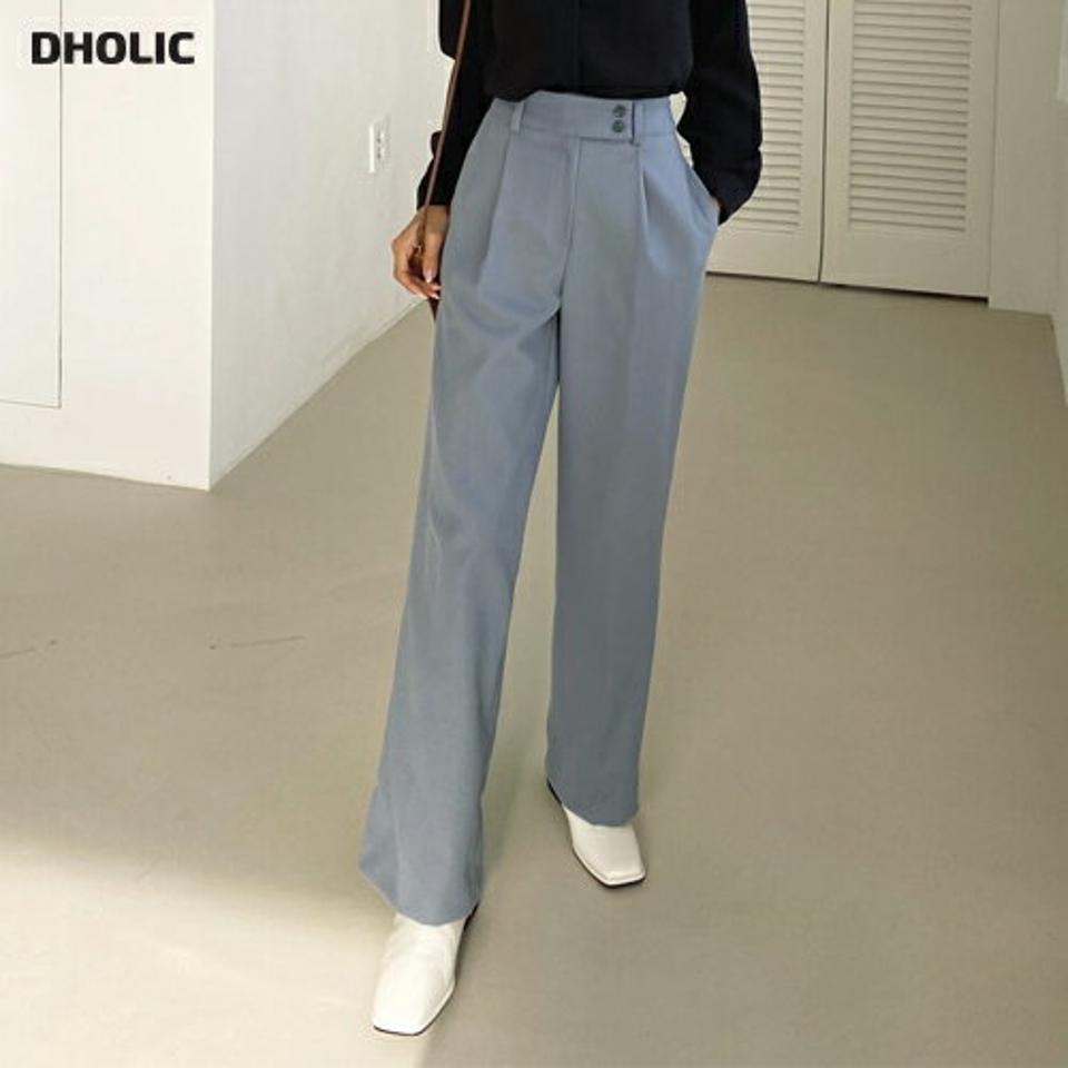 ツーボタンワイドスラックス・全2色・t65514 レディース 【pt】韓国ファッション ボトムス ロング ロングパンツ スラックスパンツ スラックス ハイウエスト ツーボタン ワイド ストレート ロング丈 無地 シンプル ベーシック 体型カバー 秋 冬