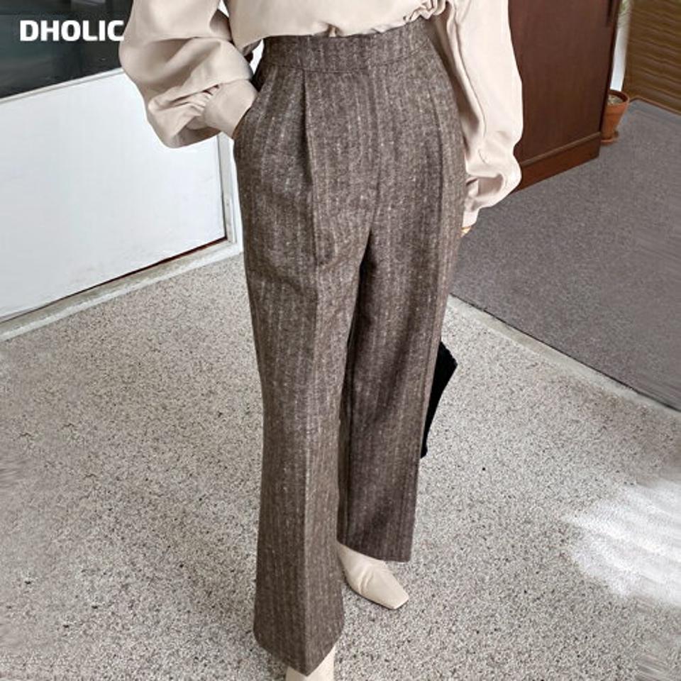 ヘリンボーンワイドスラックスパンツ・全3色・b66229 レディース 【pt】韓国ファッション ボトムス ロング ロングパンツ スラックスパンツ スラックス ヘリンボーン ワイド ウール混 ロング丈 シンプル 秋 冬