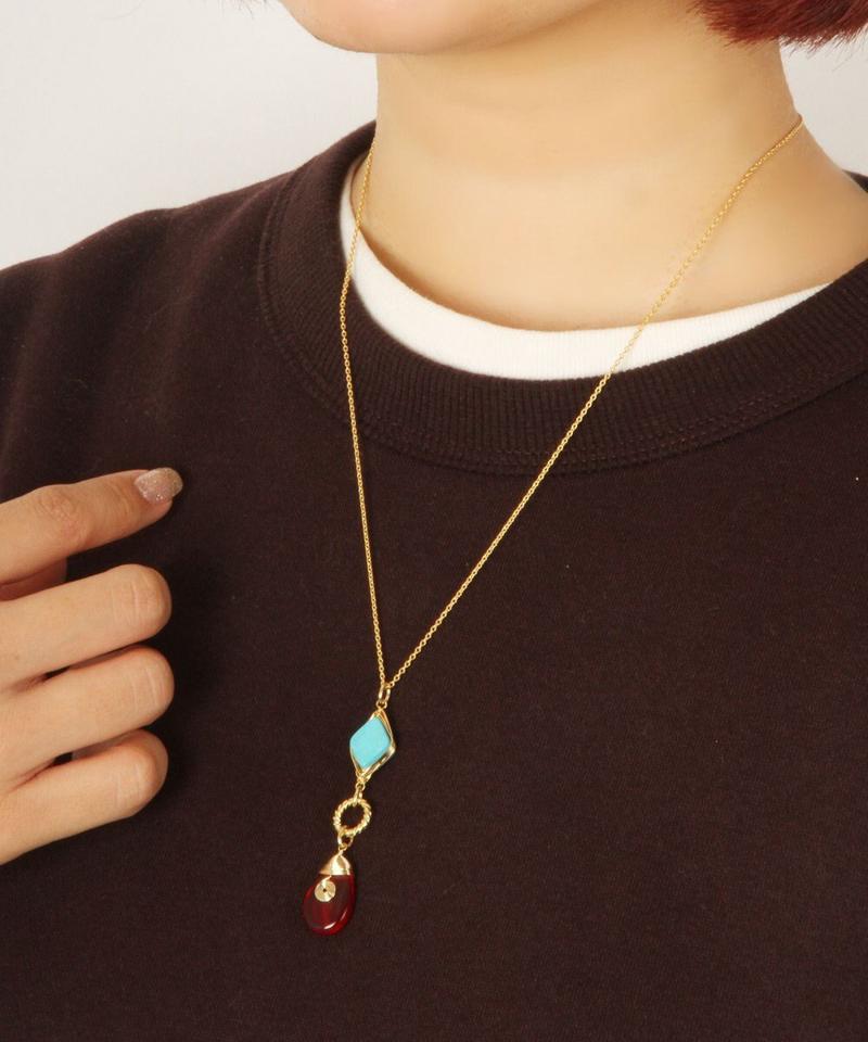 【装飾チェコガラス】装飾リング×レッドネックレス