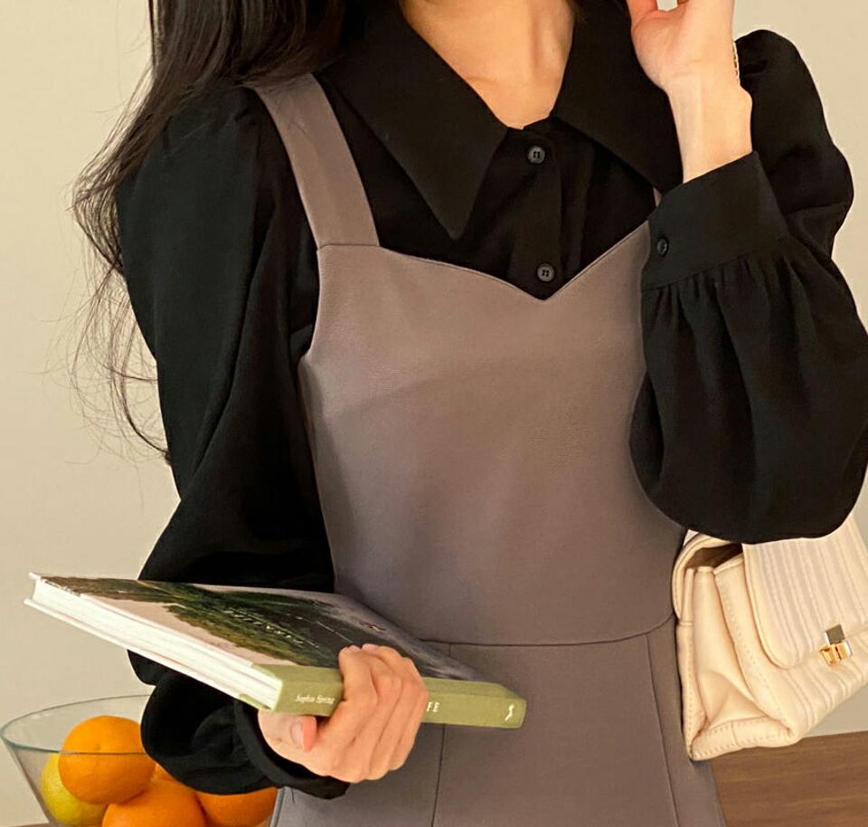 【10%OFF】即日配送 ギャザーシャツブラウス・全3色・t63170 レディース 【bl】韓国ファッション トップス ブラウス 長袖 カラーネック シャツブラウス ギャザー ボタン 無地 シンプル カジュアル ルーズ ガーリー 秋 冬 新生活セール