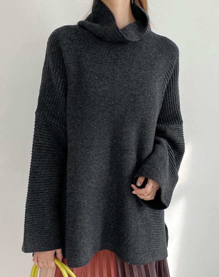 タートルネックルーズフィットニット・全3色・t70954 レディース 【tops】トップス 長袖 タートルネック ハイネック 単色 無地 シンプル ベーシック 大人 ルーズ ゆったり ラフ カジュアル ウール 冬 韓国ファッション ハイホリHIHOLLI